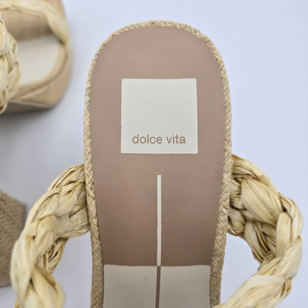 Dolce Vita Braided Natural Raffia Platform Sandal - Picture 9 of 14